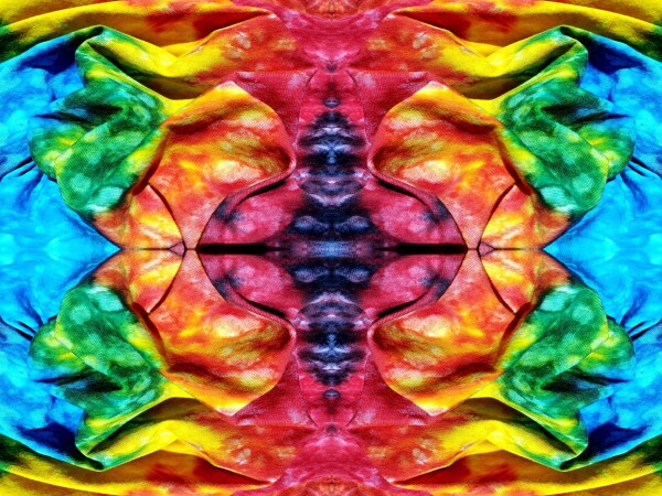 Just For Fun 3 - a stunning 16" x 12" Acrylic Print of Mirrored Colorful Tie-Dyed cloth.