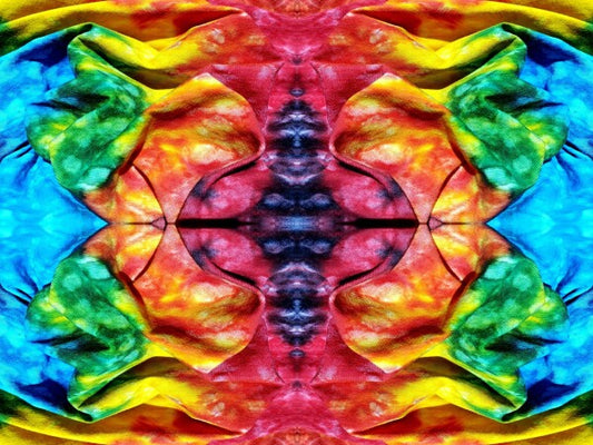 Just For Fun 3 - a stunning 16" x 12" Acrylic Print of Mirrored Colorful Tie-Dyed cloth.