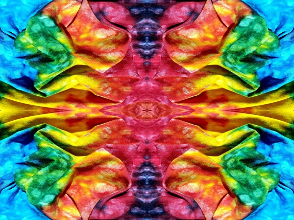 Just For Fun 1 - a stunning 16" x 12" Acrylic Print of Mirrored Colorful Tie-Dyed cloth.