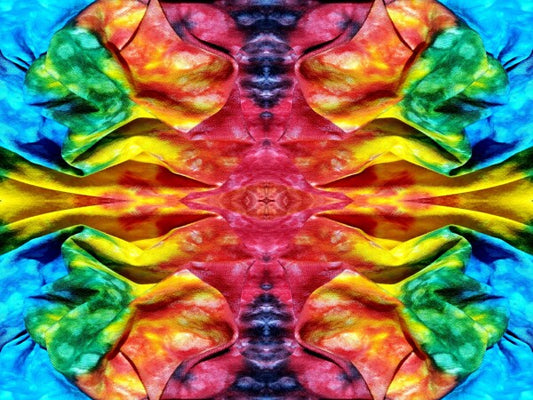 Just For Fun 1 - a stunning 16" x 12" Acrylic Print of Mirrored Colorful Tie-Dyed cloth.