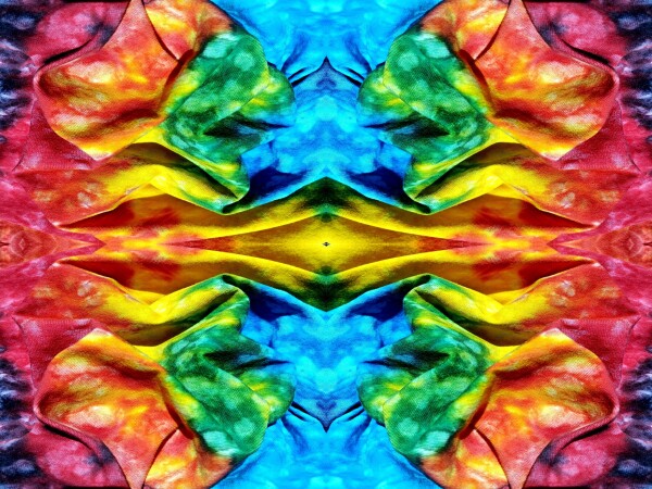 Just For Fun 2 - a stunning 16" x 12" Acrylic Print of Mirrored Colorful Tie-Dyed cloth.