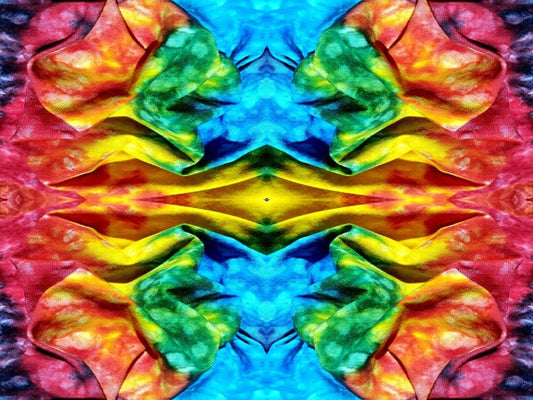 Just For Fun 2 - a stunning 16" x 12" Acrylic Print of Mirrored Colorful Tie-Dyed cloth.