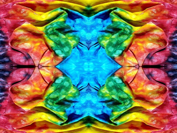 Just For Fun 4 - a stunning 16" x 12" Acrylic Print of Mirrored Colorful Tie-Dyed cloth.