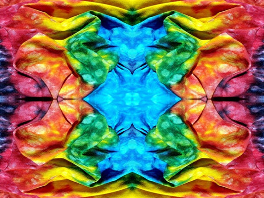 Just For Fun 4 - a stunning 16" x 12" Acrylic Print of Mirrored Colorful Tie-Dyed cloth.