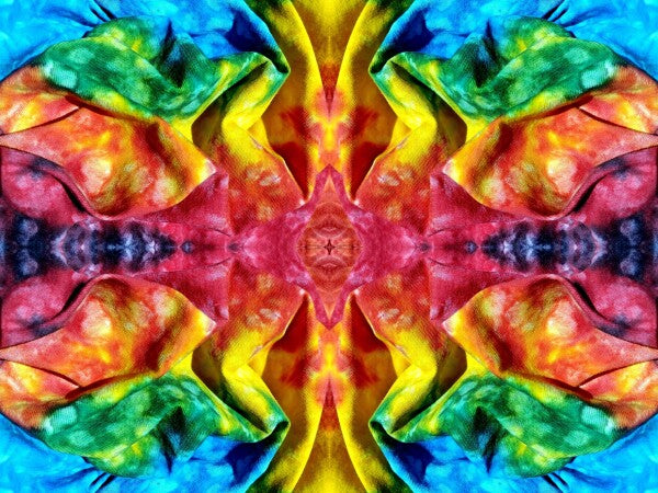 Whimsey 1 - a stunning 16" x 12" Acrylic Print of Mirrored Colorful Tie-Dyed cloth.