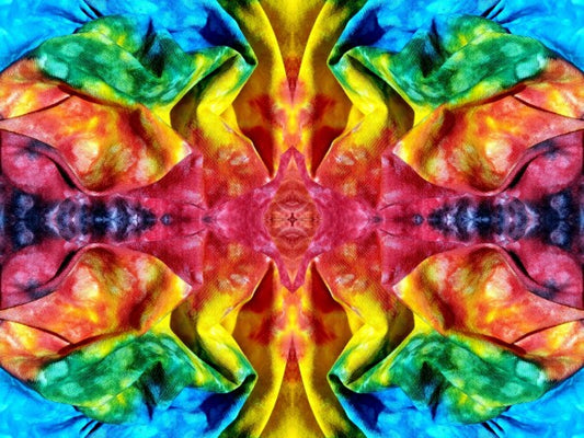 Whimsey 1 - a stunning 16" x 12" Acrylic Print of Mirrored Colorful Tie-Dyed cloth.