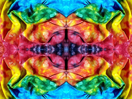 Whimsey 3 - a stunning 16" x 12" Acrylic Print of Mirrored Colorful Tie-Dyed cloth.
