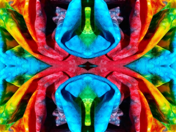 Get it On 1 - Smack your walls with bold color and design! Acrylic Print of Mirrored Colorful Tie-Dyed cloth.
