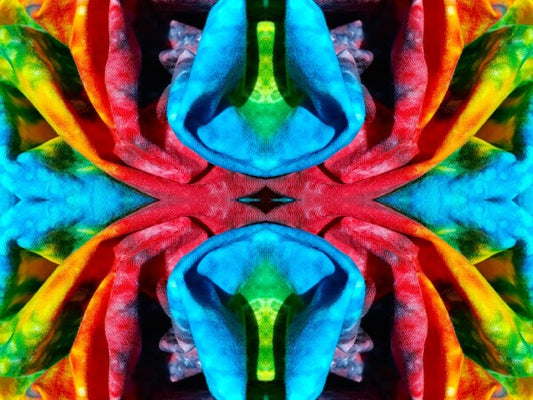 Get it On 1 - Smack your walls with bold color and design! Acrylic Print of Mirrored Colorful Tie-Dyed cloth.