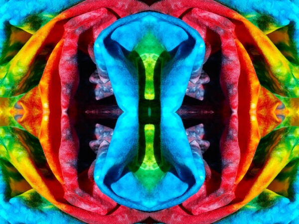 Get it On 2 - Smack your walls with bold color and design! Acrylic Print of Mirrored Colorful Tie-Dyed cloth.