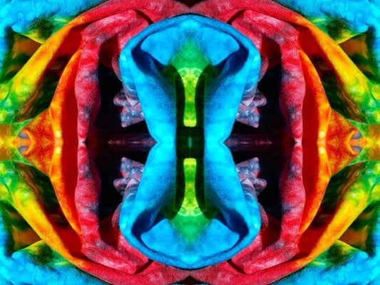 Get it On 2 - Smack your walls with bold color and design! Acrylic Print of Mirrored Colorful Tie-Dyed cloth.