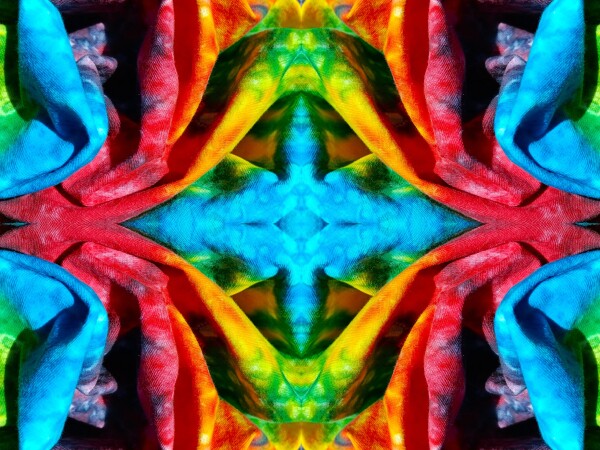 Get it On 3 - Smack your walls with bold color and design! Acrylic Print of Mirrored Colorful Tie-Dyed cloth.