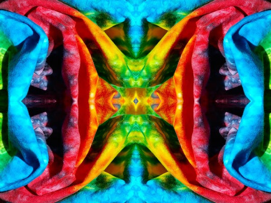 Get it On 4 - Smack your walls with bold color and design! Acrylic Print of Mirrored Colorful Tie-Dyed cloth.